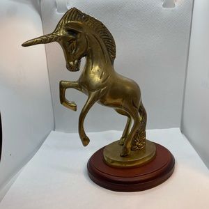 Vintage Brass Unicorn Figurine Statue Figure 7.5”